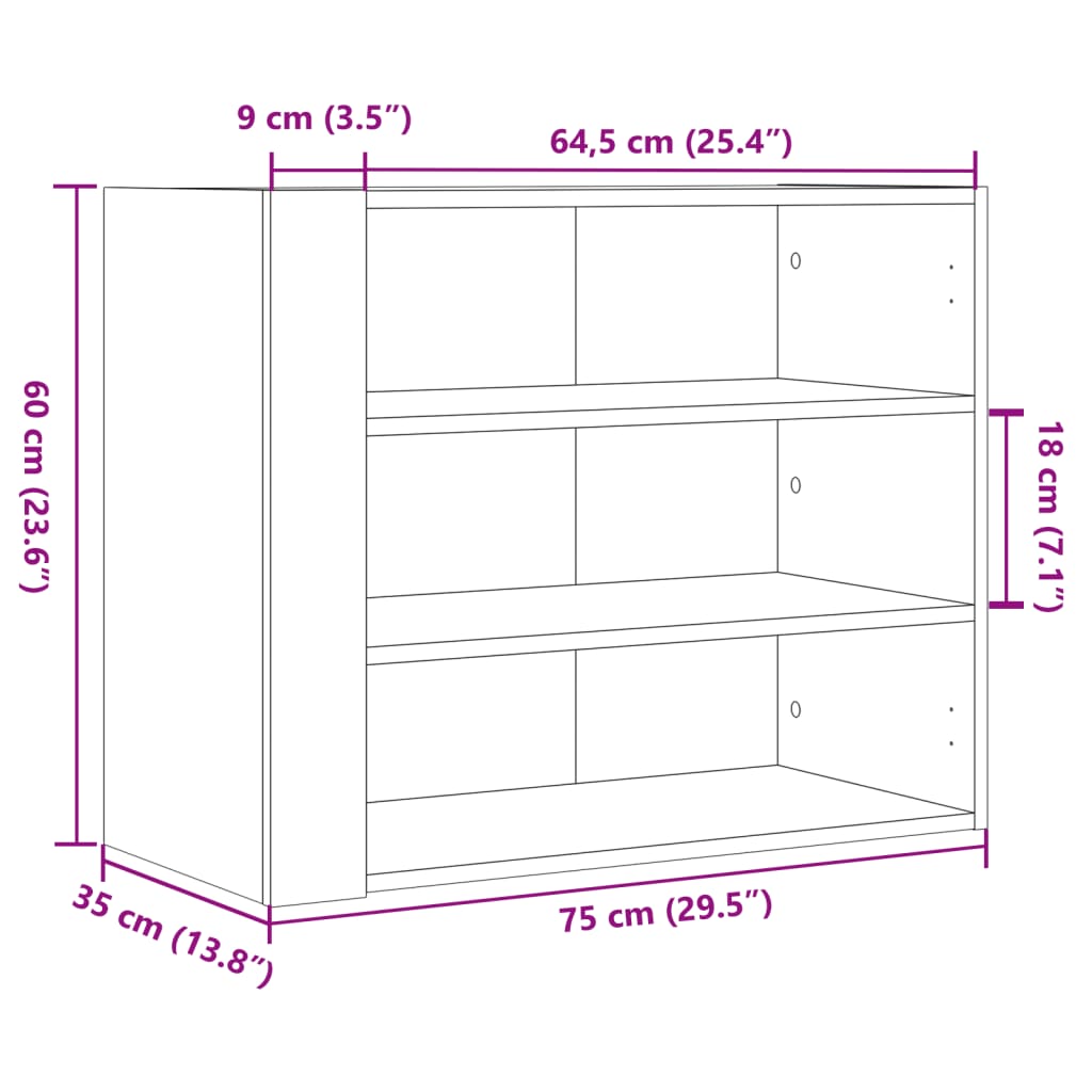 Wandkast 75X35X60 Cm Bewerkt Hout