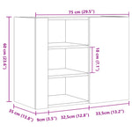 Wandkast 75X35X60 Cm Bewerkt Hout Kleurig