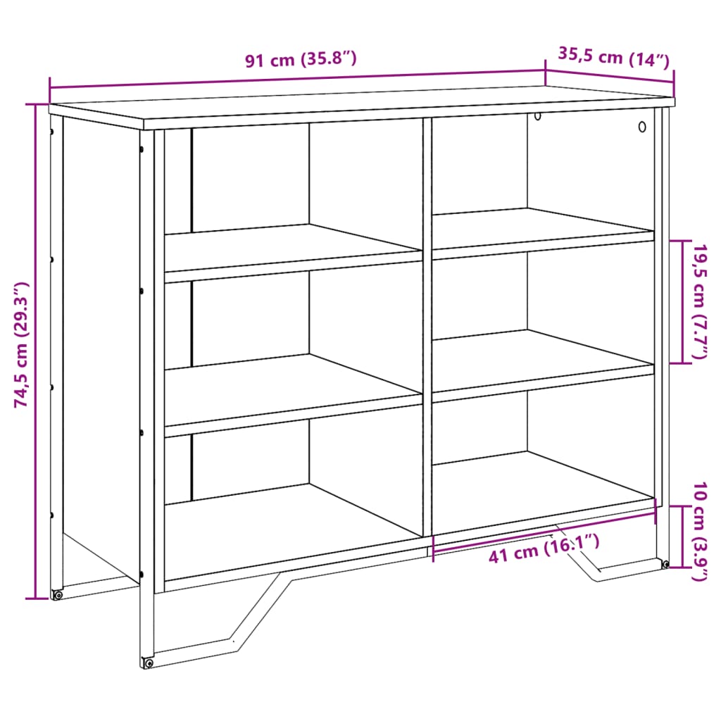 Dressoir 91X35,5X74,5 Cm Bewerkt Hout