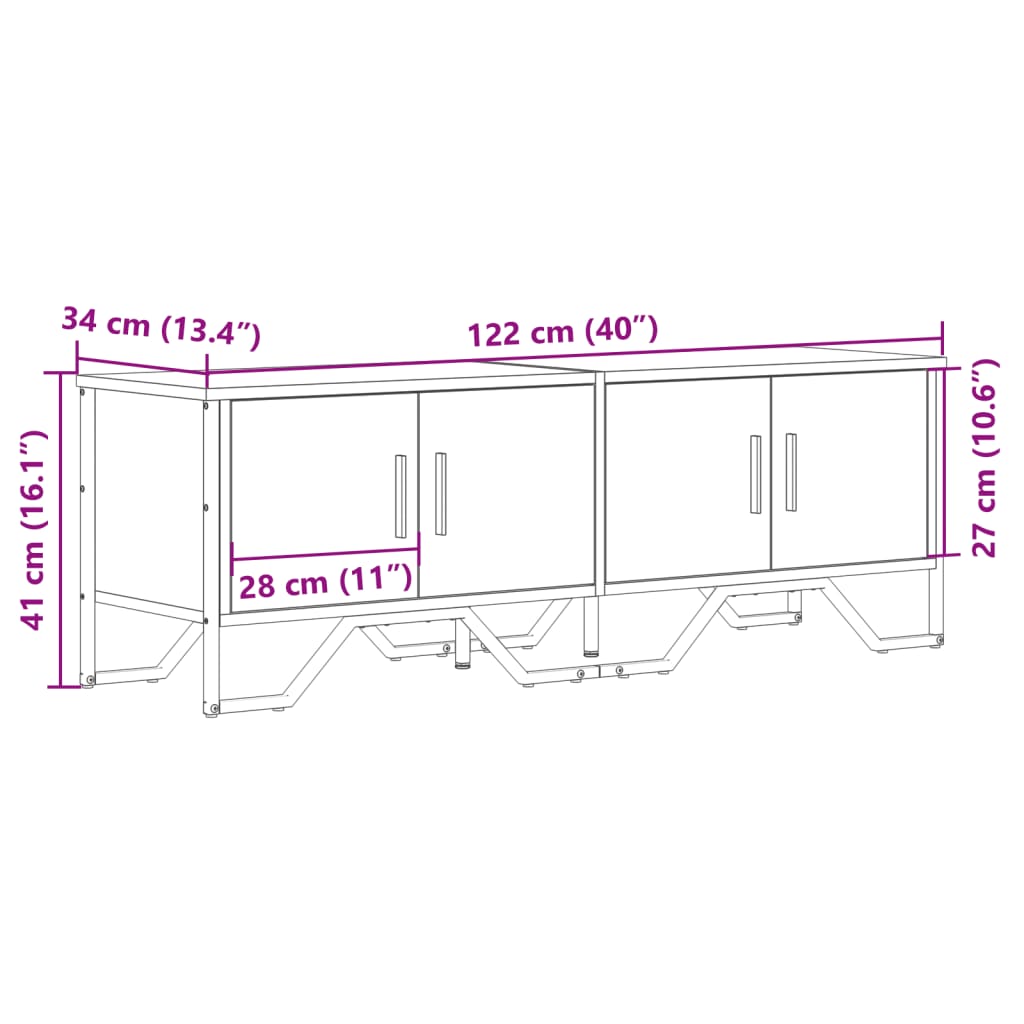 Tv-Meubel 122X34X41 Cm Bewerkt Hout Ig