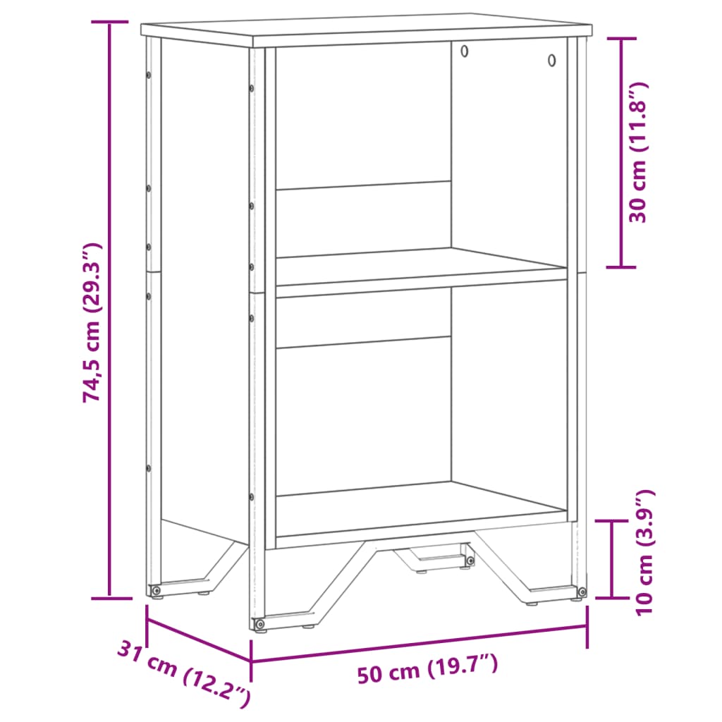 Boekenkast 50X31X74,5 Cm Bewerkt Hout Zwart