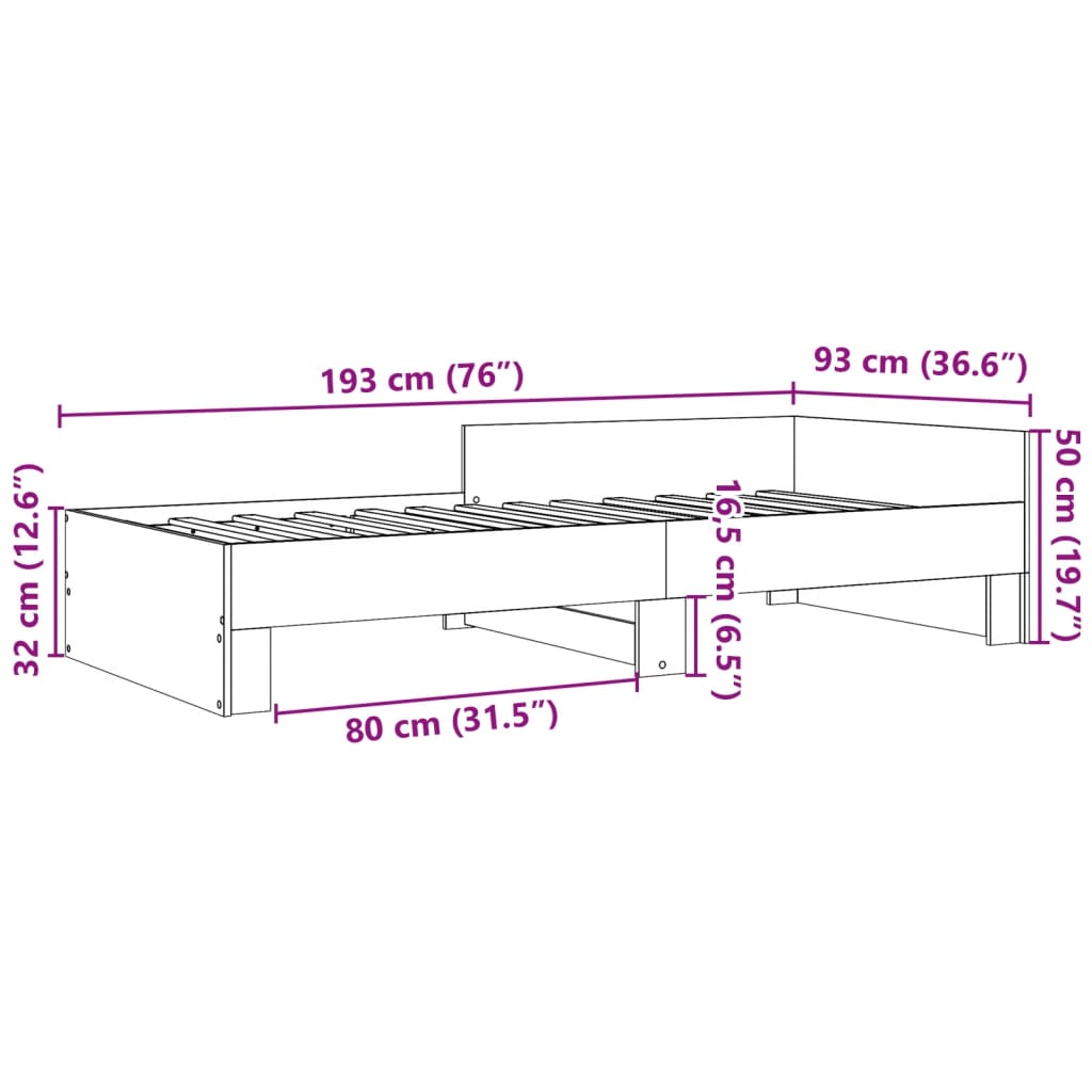 Bedframe Bewerkt Hout Eikenkleurig