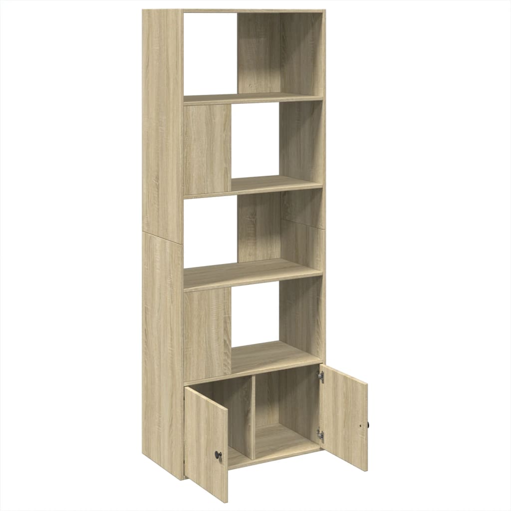 Boekenkast 70X36X189 Cm Bewerkt Hout Kleurig