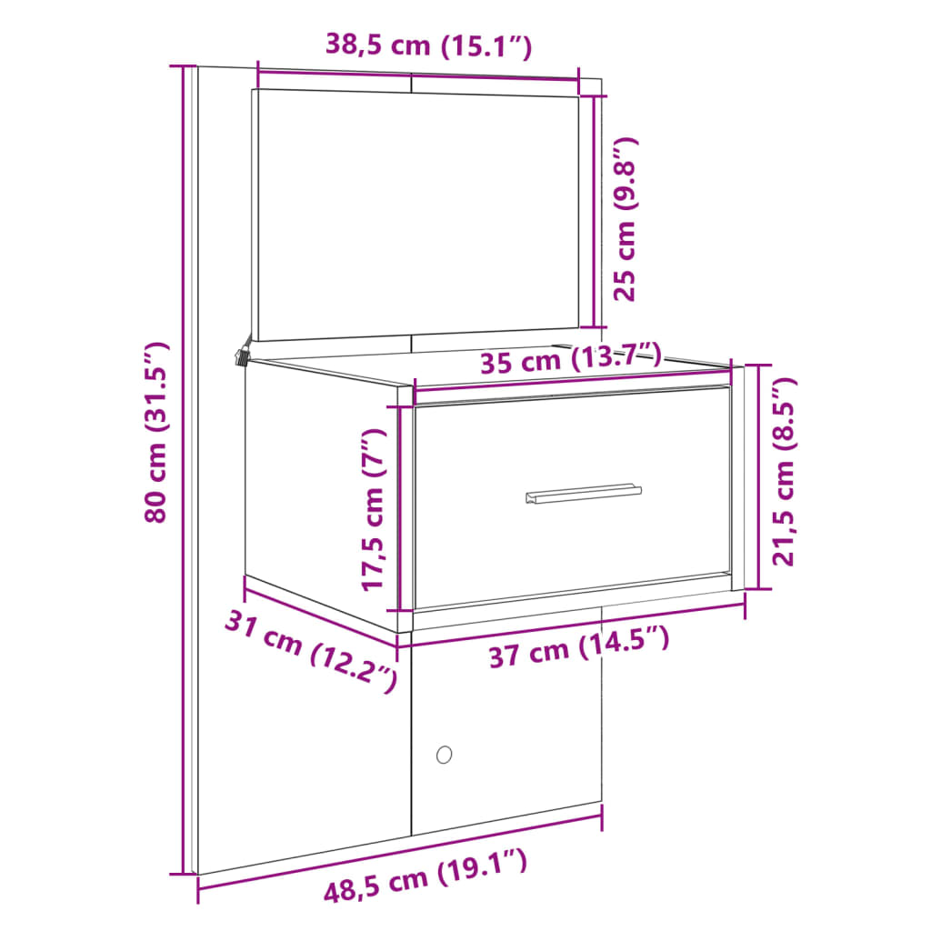 Hoofdbord Met Kastjes 120 Cm Bewerkt Hout Kleurig