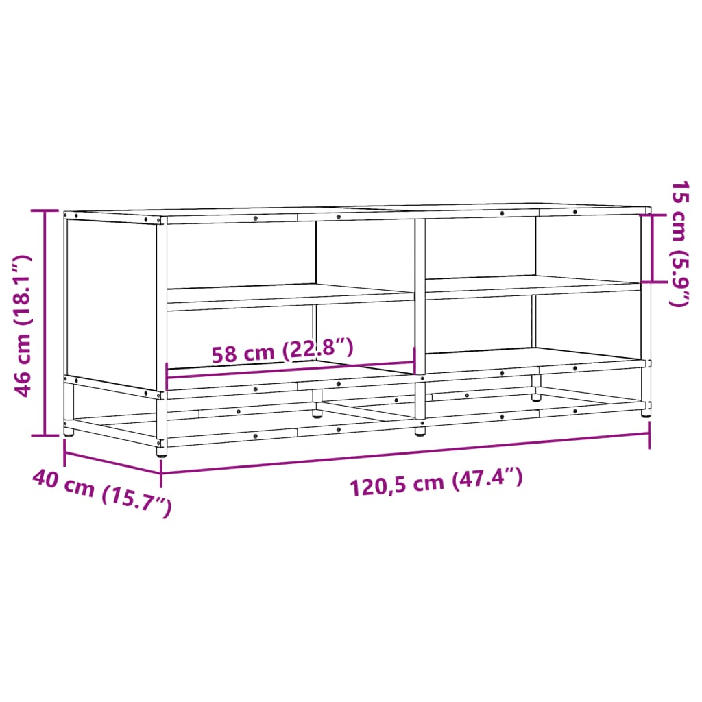 Tv-Meubel 120,5X40X46 Cm Bewerkt Hout Metaal Kleur