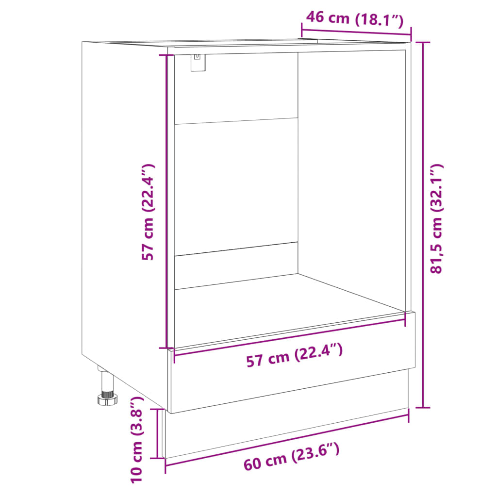 Ovenkast 60X46X81,5 Cm Spaanplaat Sonoma Eikenkleurig Ruw Mangohout (Naturel)