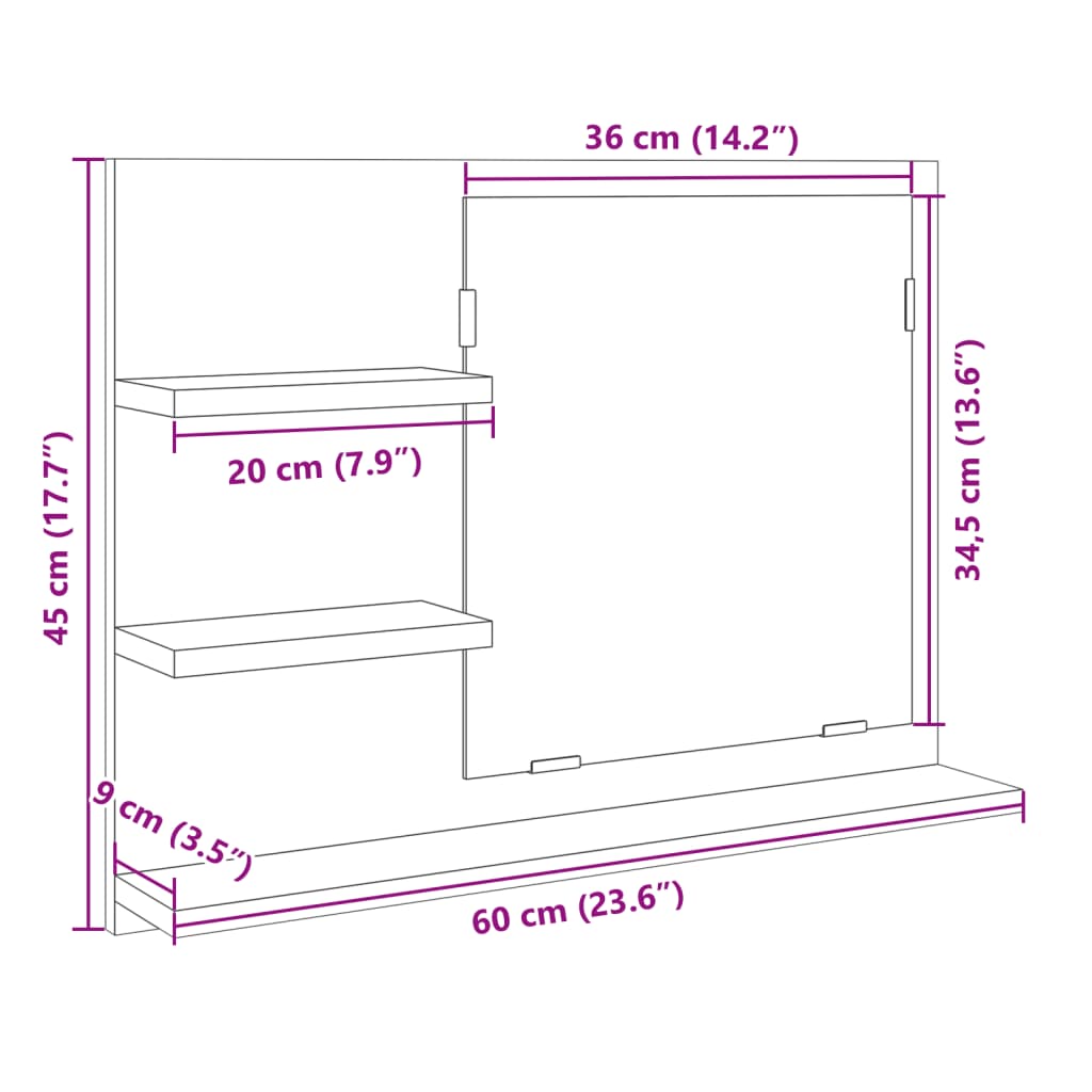 Badkamerspiegel 60X10,5X45 Cm Spaanplaat Kleurig