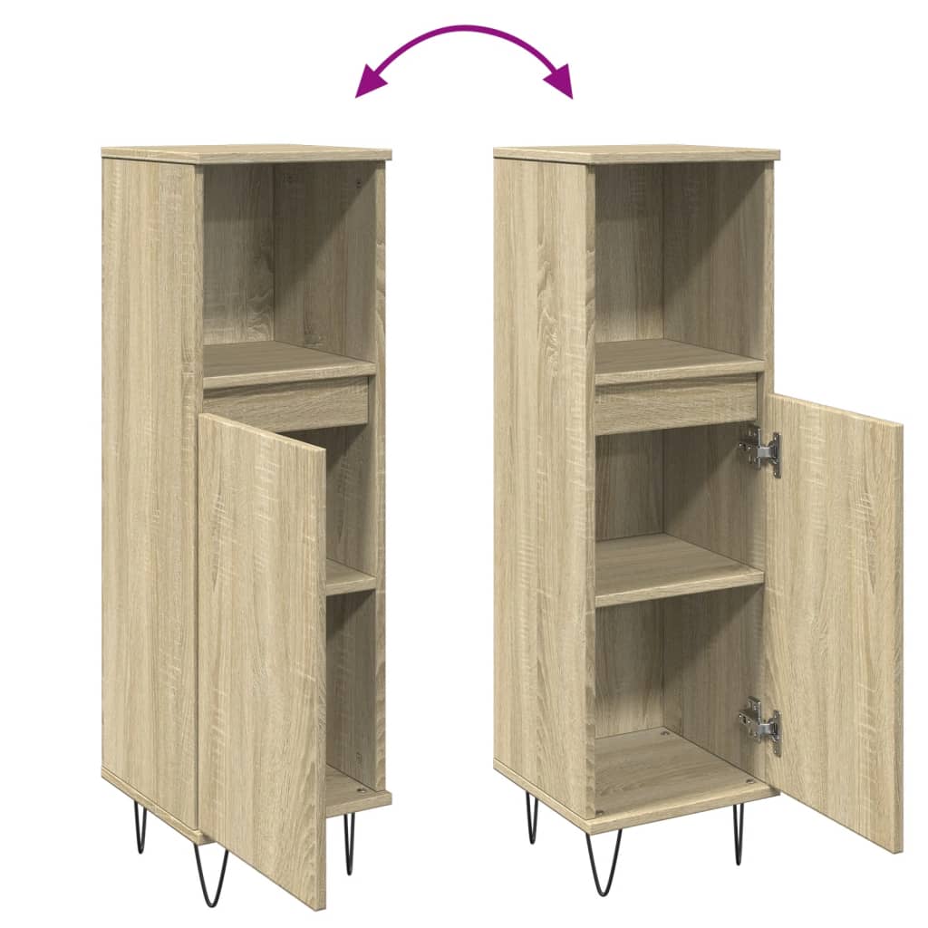 Badkamerkast 30X30X100 Cm Bewerkt Hout Sonoma Eikenkleurig