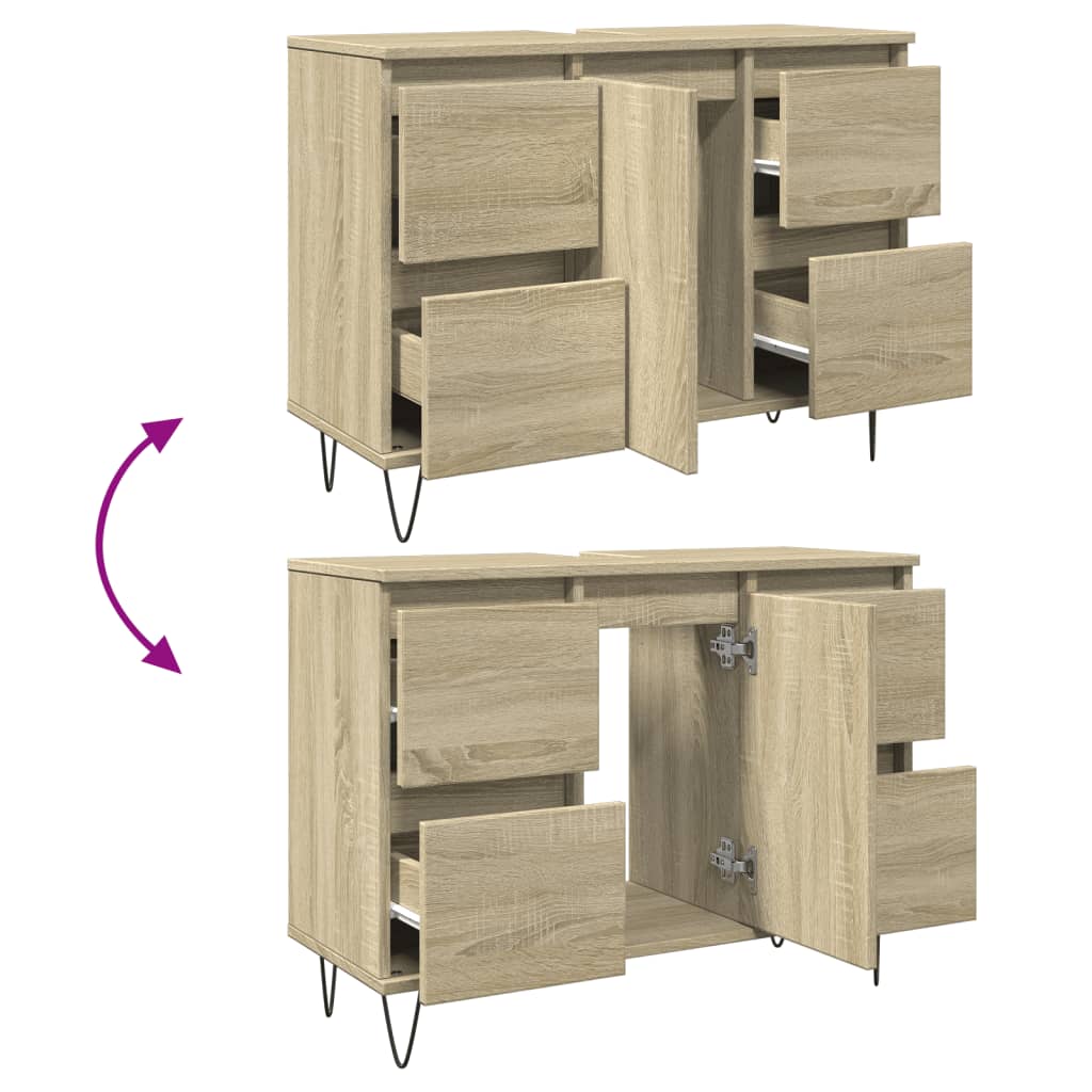 Badkamerkast 80X33X60 Cm Bewerkt Hout Sonoma Eikenkleurig