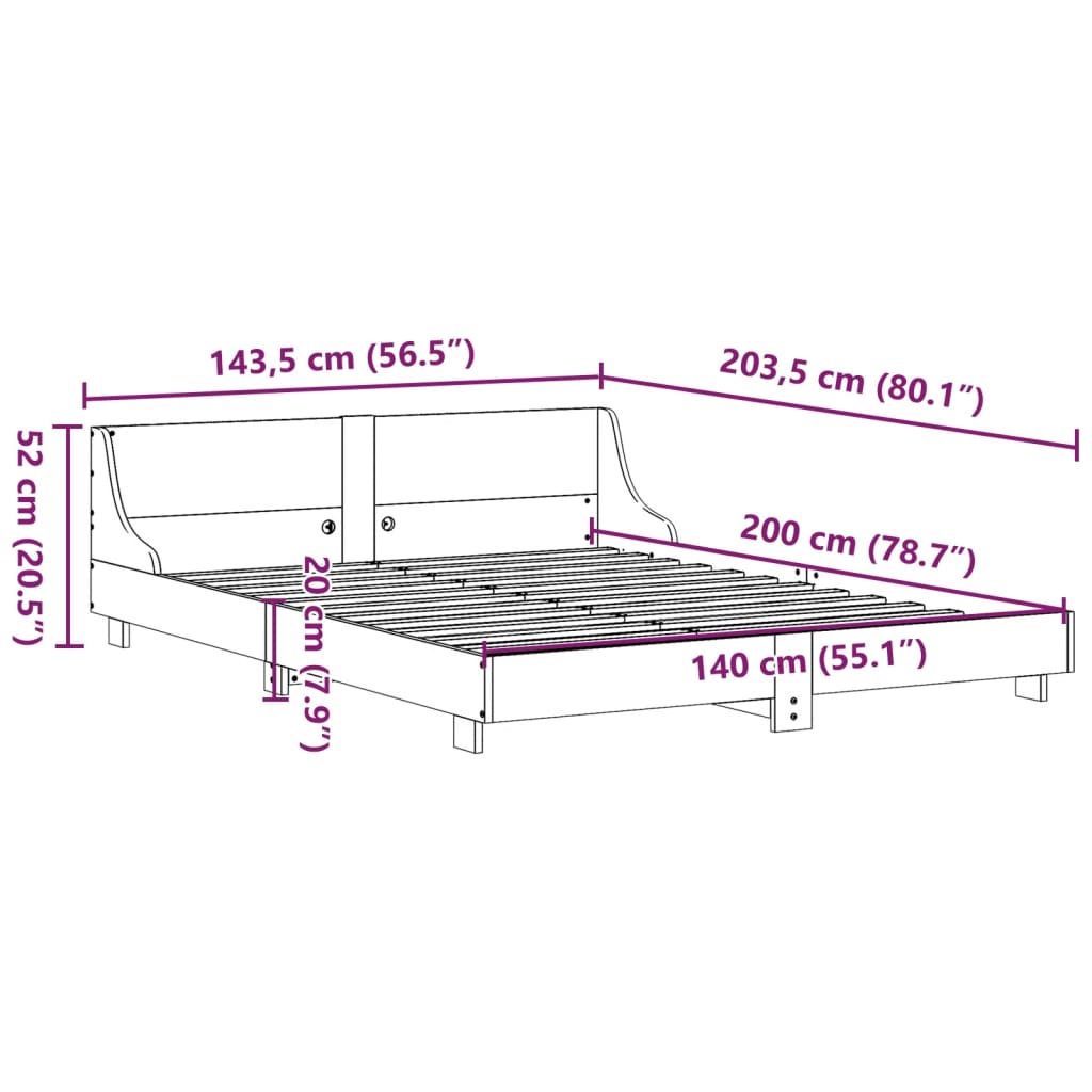 Bedframe Zonder Matras Massief Grenenhout