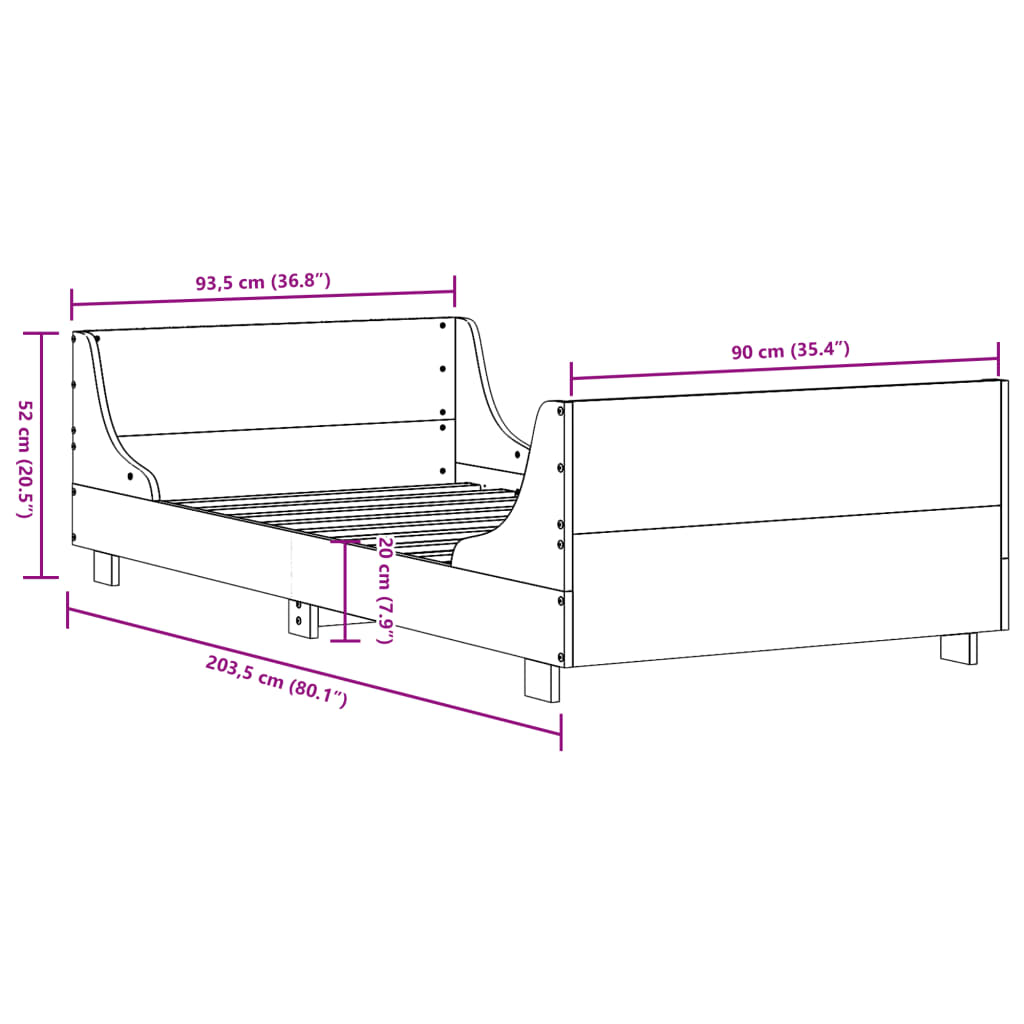 Bedframe Zonder Matras Massief Grenenhout