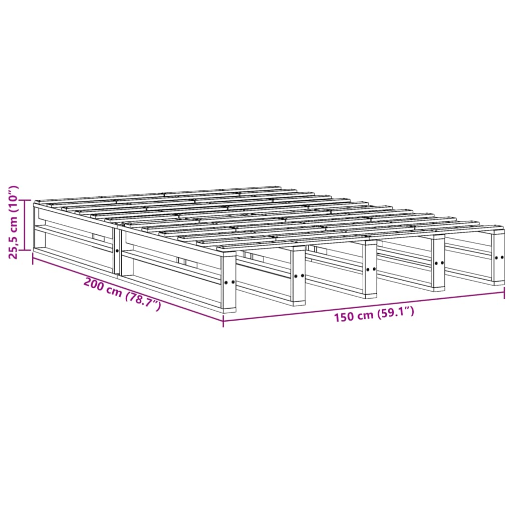 Bedframe Zonder Matras Massief Grenenhout