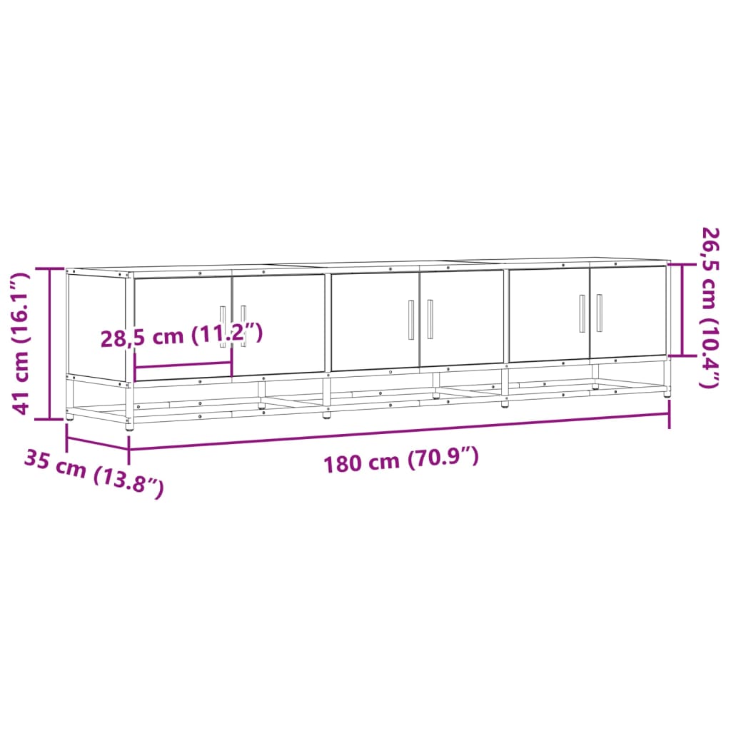 Tv-Meubel 180X35X41 Cm Bewerkt Hout Kleurig