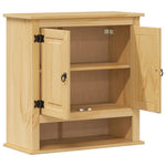 Badkamerwandkast Corona 70X33X71,5 Cm Massief Grenenhout Zwart En Crèmewit