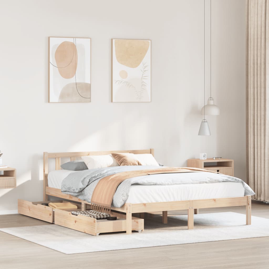 Bedframe Zonder Matras Massief Grenenhout