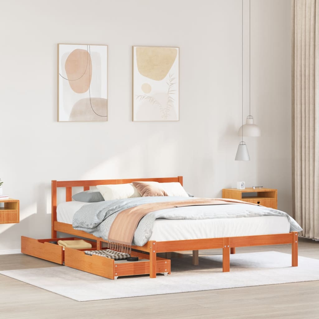 Bedframe Zonder Matras Massief Grenenhout