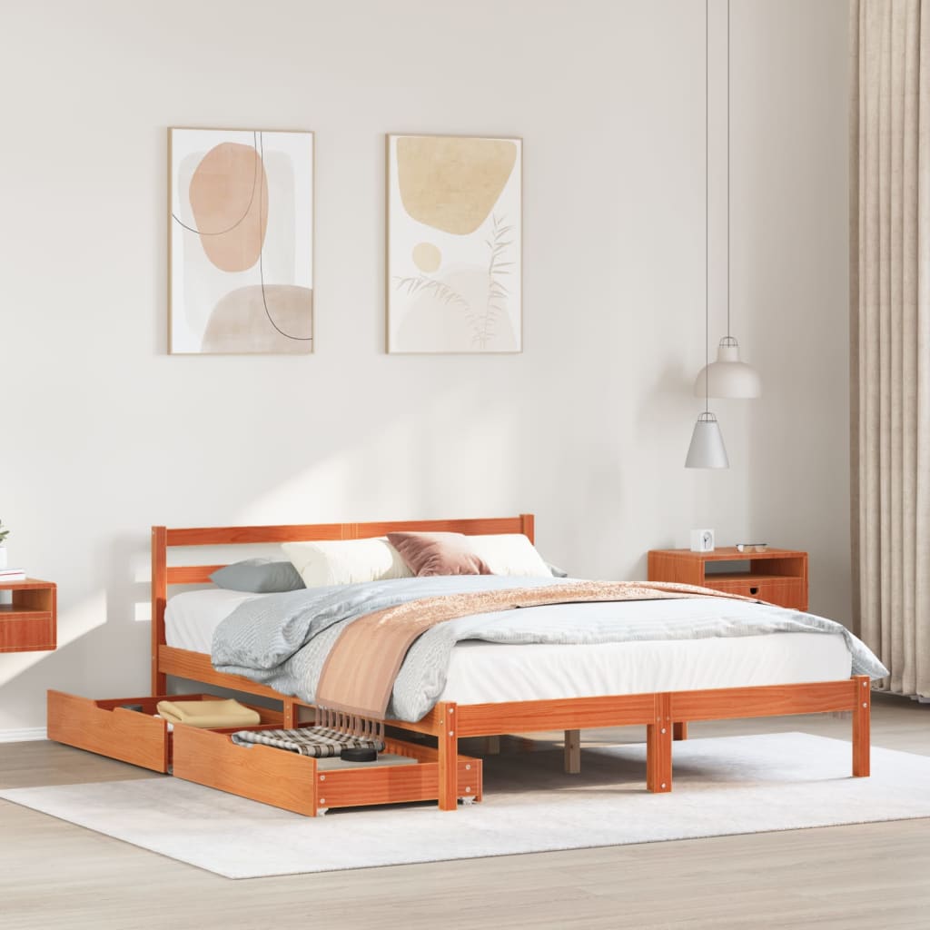 Bed Met Matras Massief Grenenhout