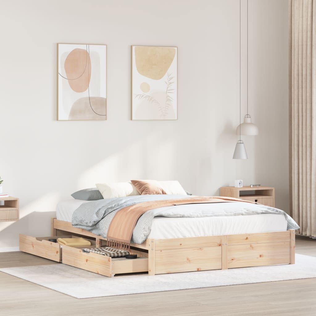 Bedframe Zonder Matras Massief Grenenhout