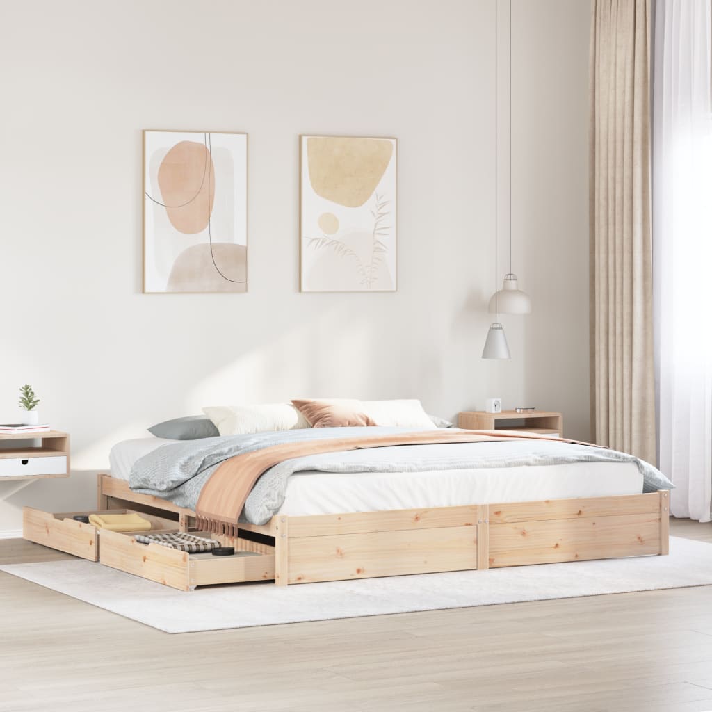 Bedframe Zonder Matras Massief Grenenhout