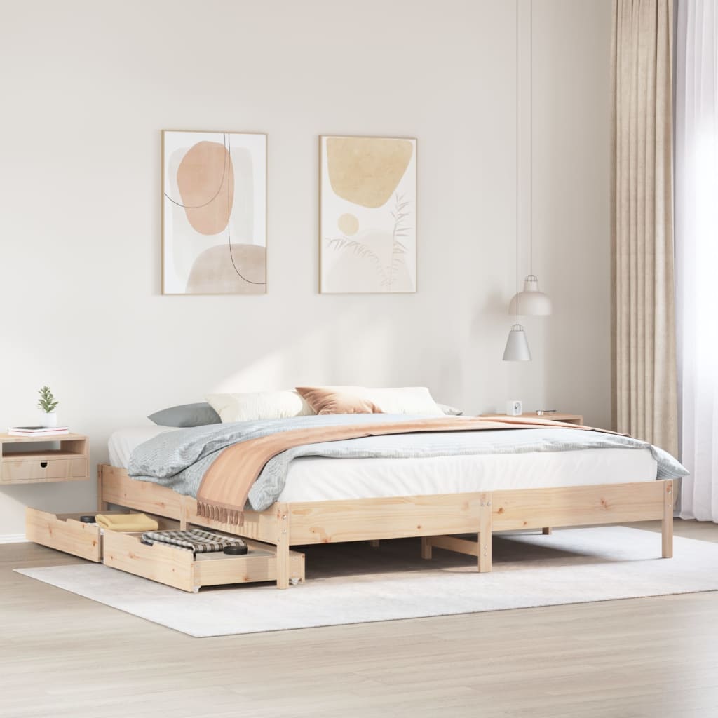 Bedframe Zonder Matras Massief Grenenhout