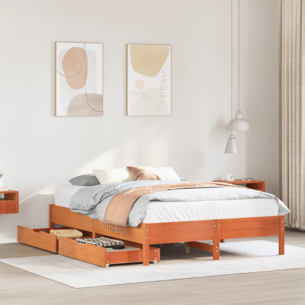 Bedframe Zonder Matras Massief Grenenhout