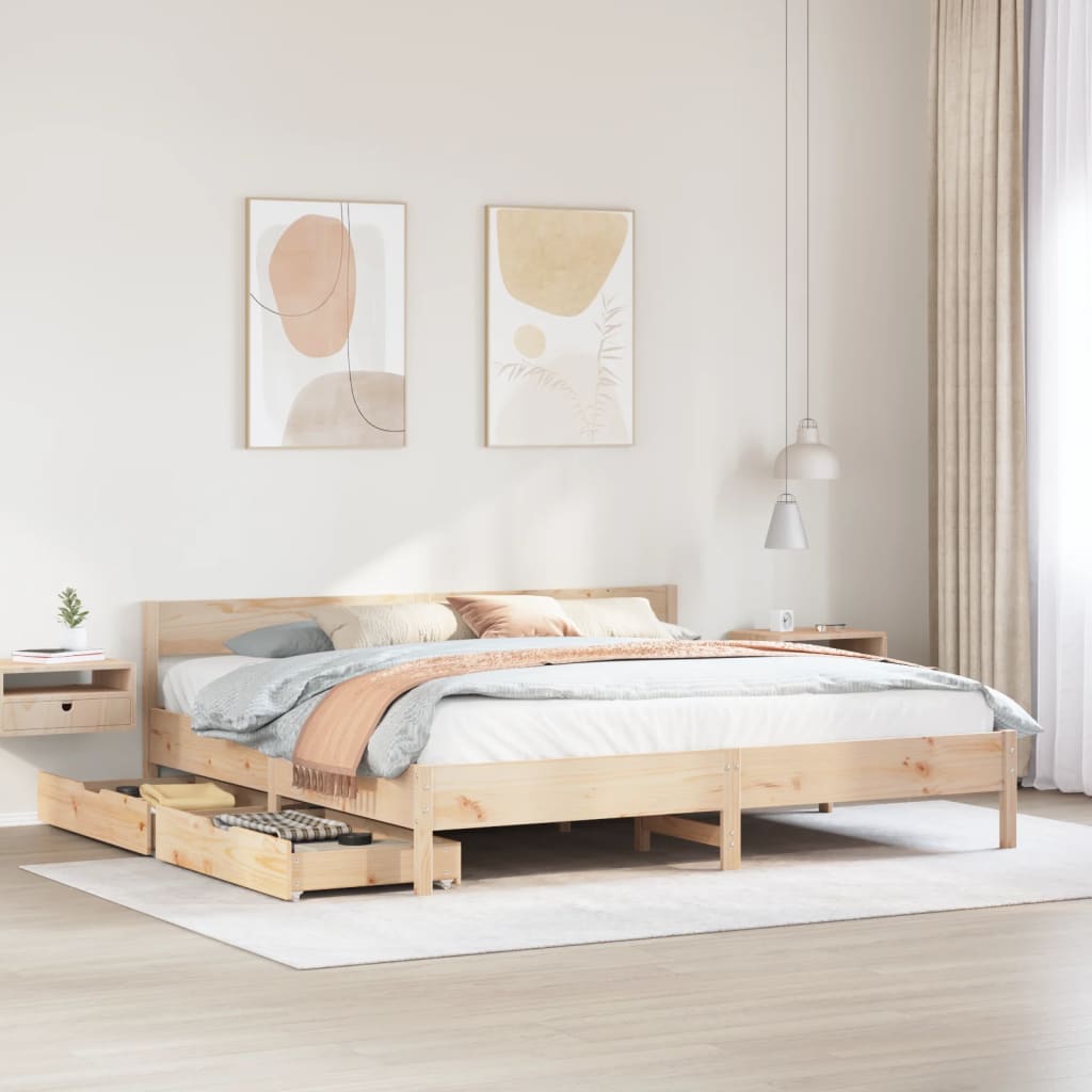 Bedframe Zonder Matras Massief Grenenhout