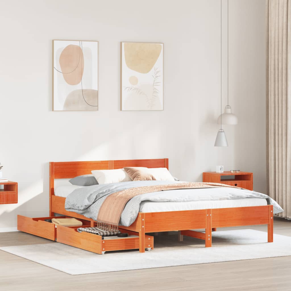 Bedframe Zonder Matras Massief Grenenhout