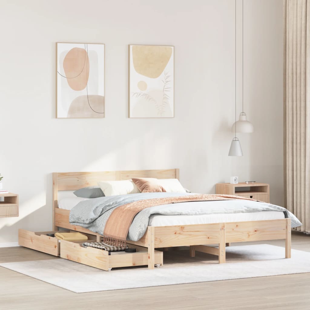 Bedframe Zonder Matras Massief Grenenhout