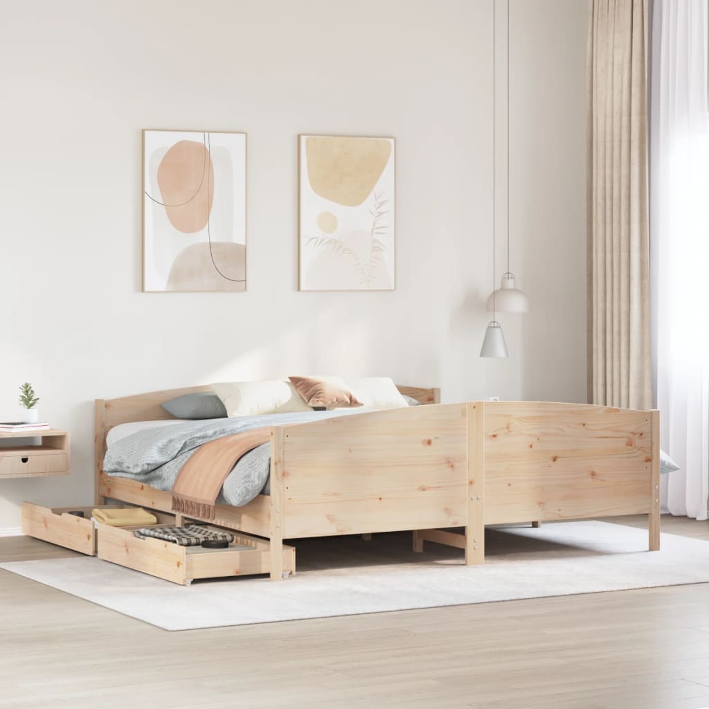 Bedframe Zonder Matras Massief Grenenhout