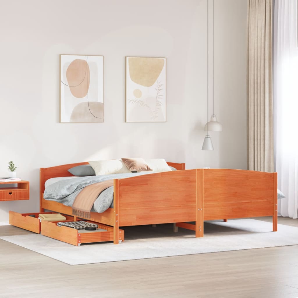 Bedframe Zonder Matras Massief Grenenhout