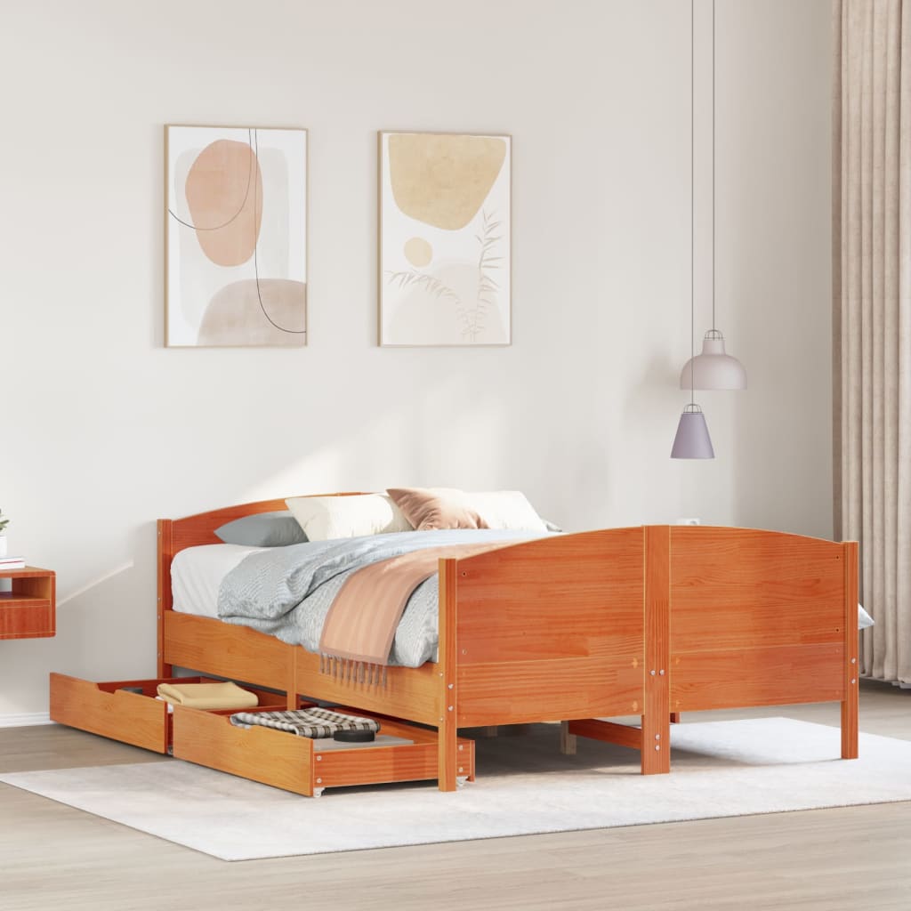 Bedframe Zonder Matras Massief Grenenhout