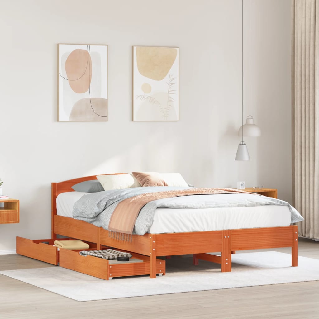 Bedframe Zonder Matras Massief Grenenhout