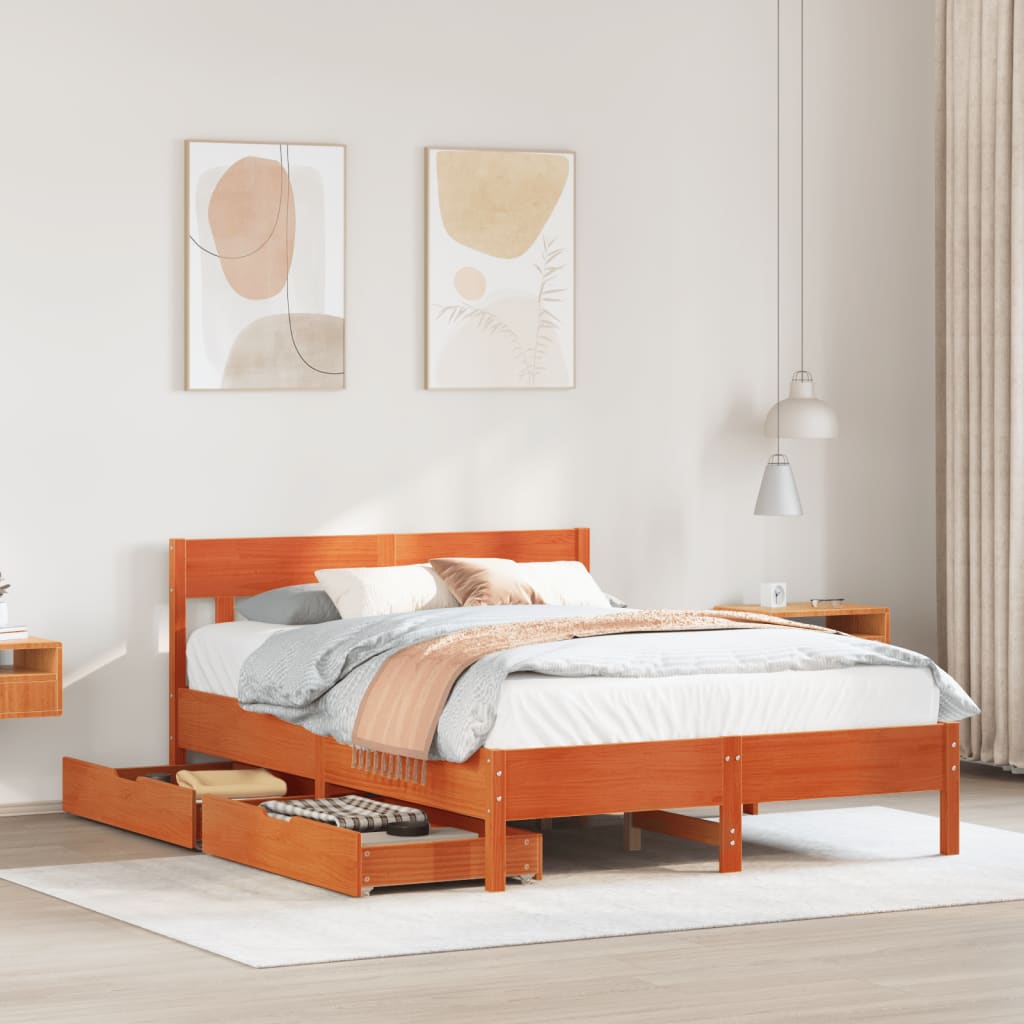 Bedframe Zonder Matras Massief Grenenhout