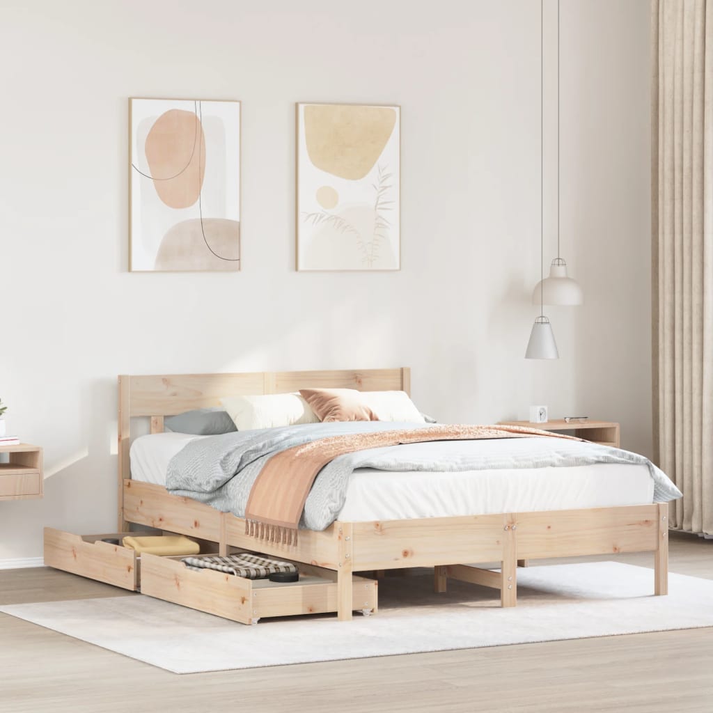 Bedframe Zonder Matras Massief Grenenhout