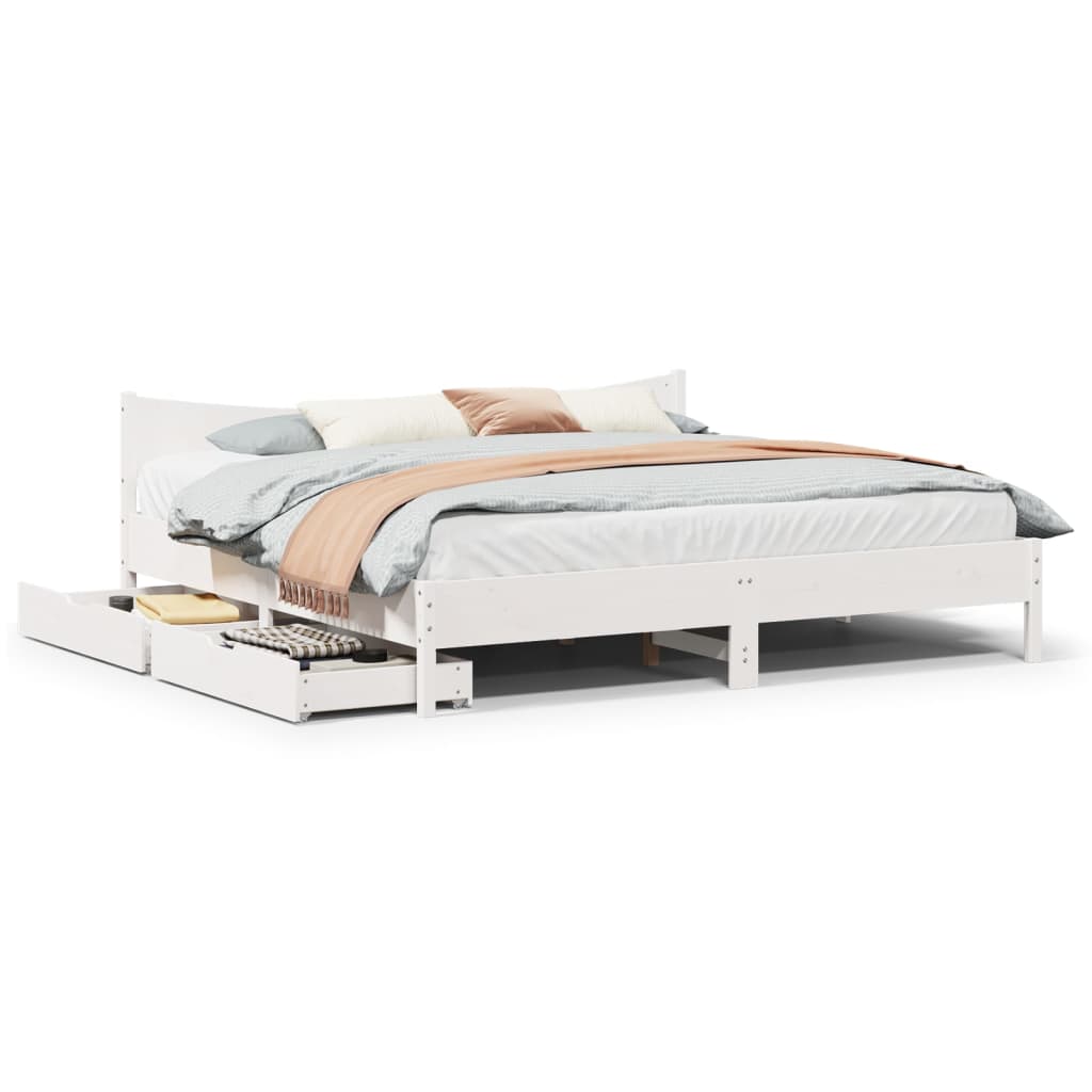 Bedframe Met Lades Massief Grenenhout