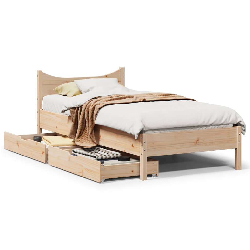 Bedframe Met Lades Massief Grenenhout