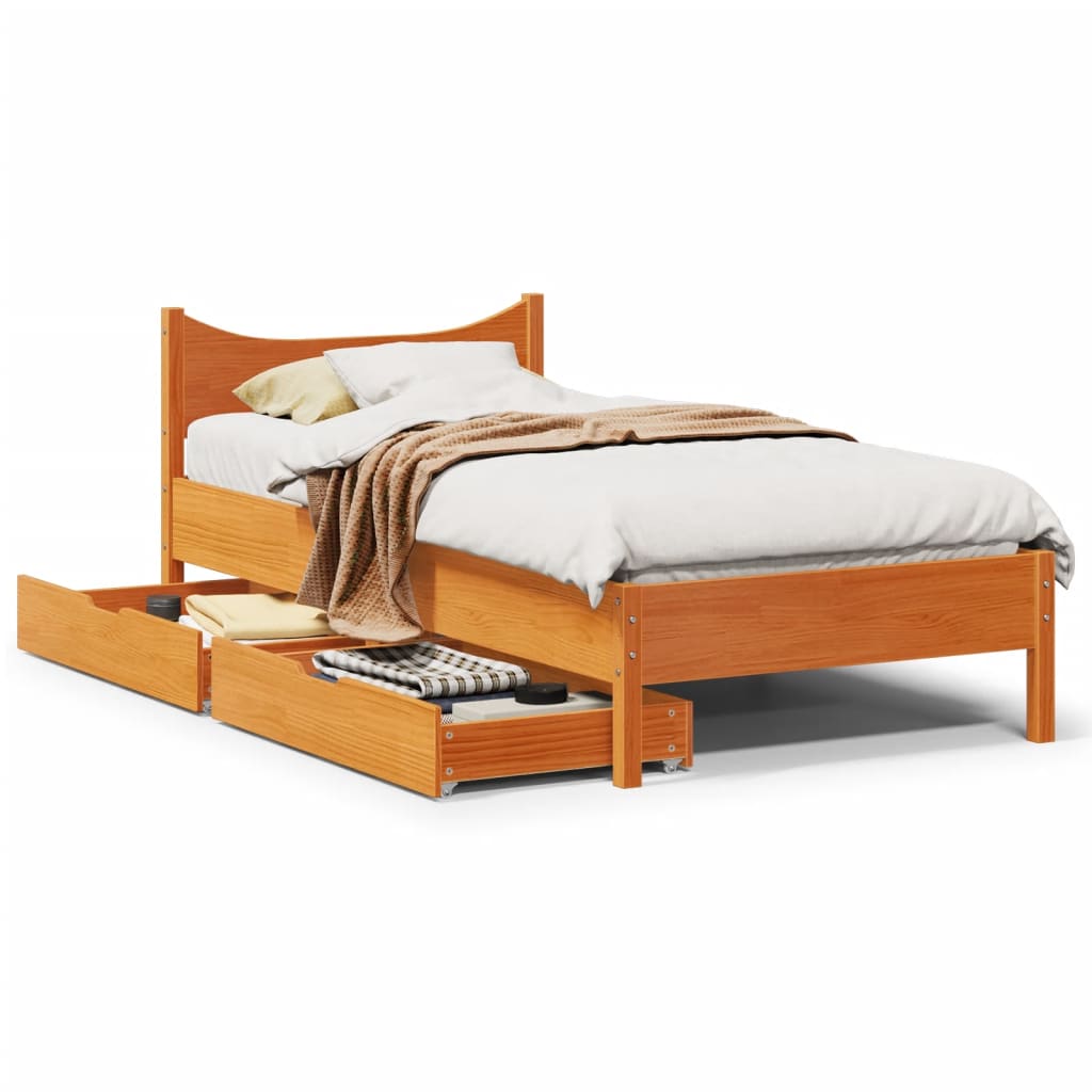 Bedframe Met Lades Massief Grenenhout