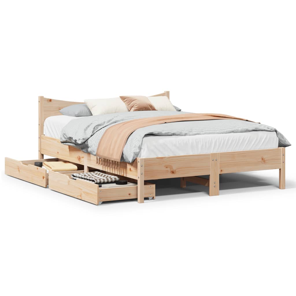 Bedframe Met Lades Massief Grenenhout