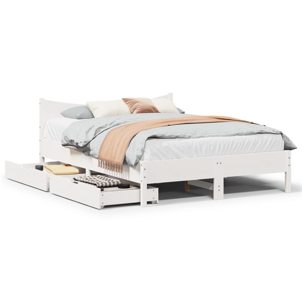 Bedframe Met Lades Massief Grenenhout