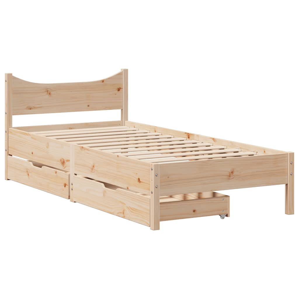 Bedframe Met Lades Massief Grenenhout