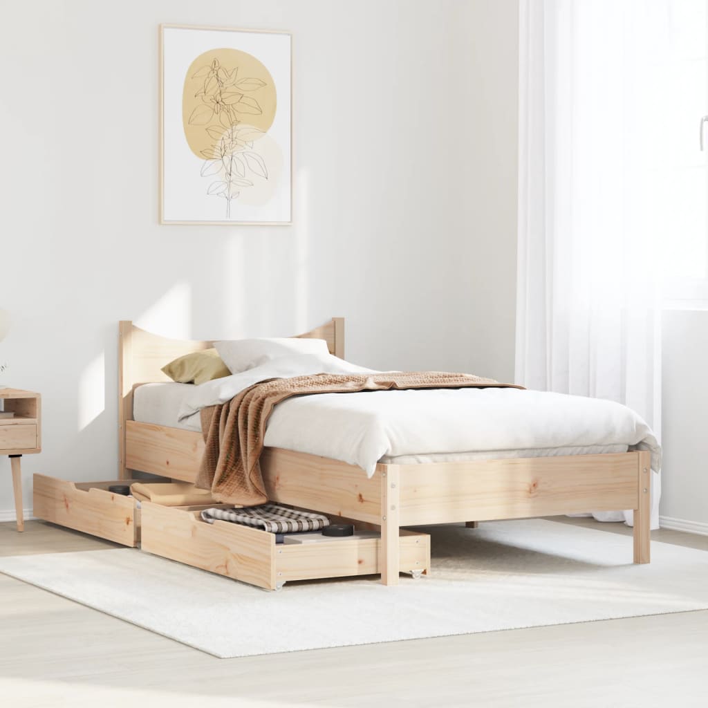 Bedframe Met Lades Massief Grenenhout