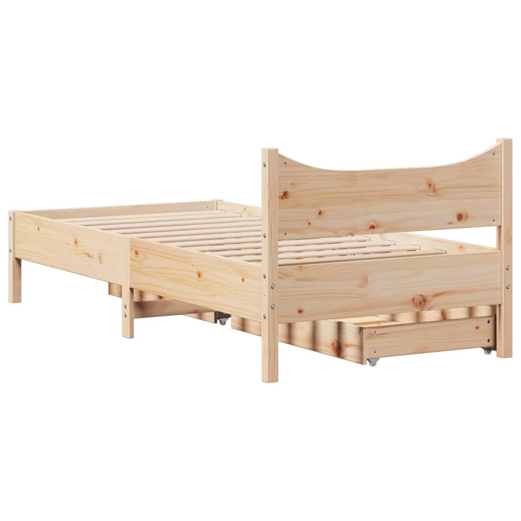 Bedframe Met Lades Massief Grenenhout