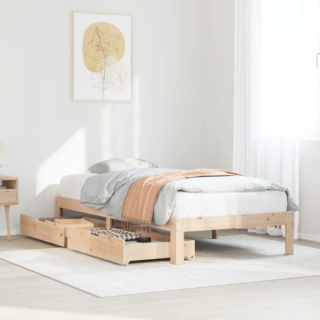 Bedframe Met Lades Massief Grenenhout