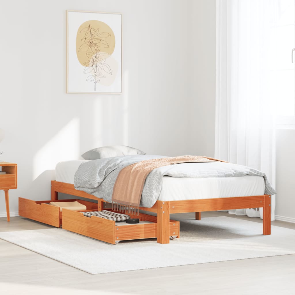 Bedframe Met Lades Massief Grenenhout