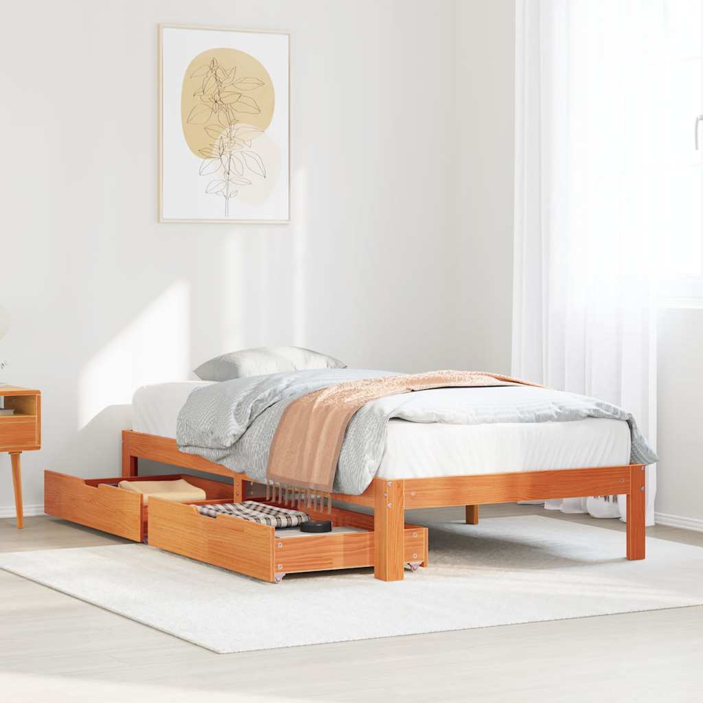 Bedframe Met Lades Massief Grenenhout