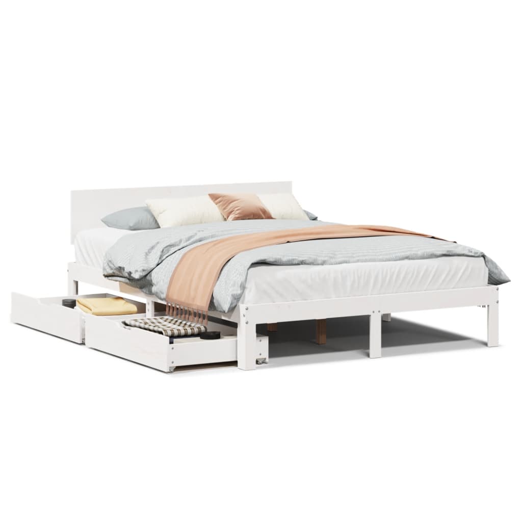 Bedframe Met Lades Massief Grenenhout