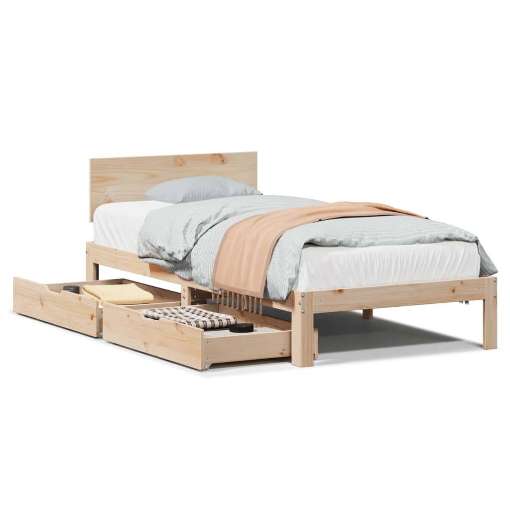 Bedframe Met Lades Massief Grenenhout