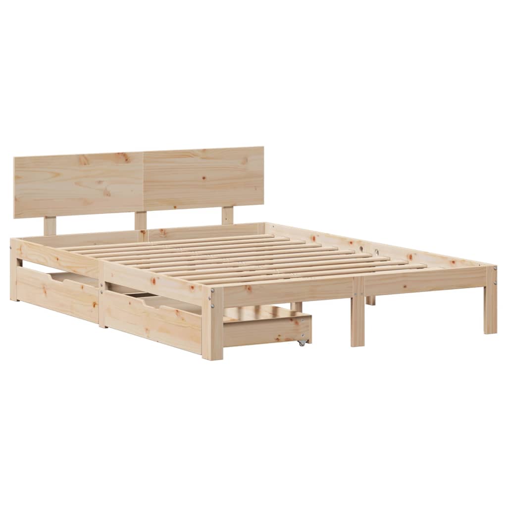 Bedframe Met Lades Massief Grenenhout