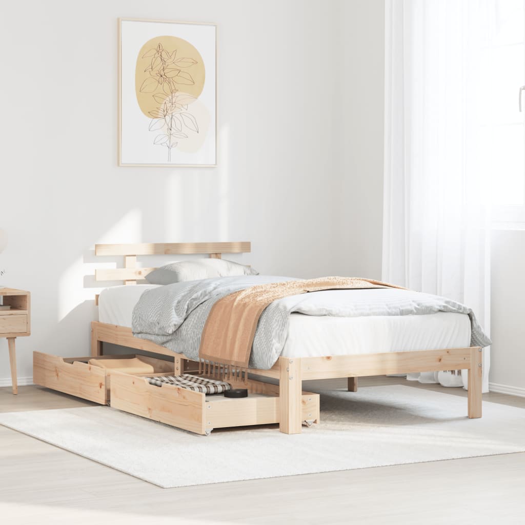 Bedframe Met Lades Massief Grenenhout