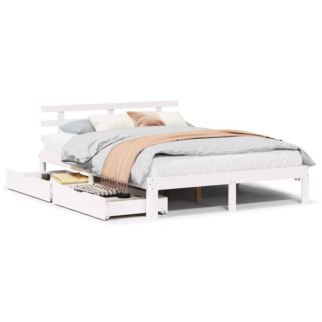 Bedframe Met Lades Massief Grenenhout